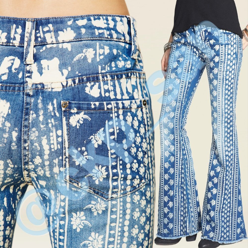 Rare Free People Bali Mantra Flare Jeans Sz 26 - Picture 4 of 16